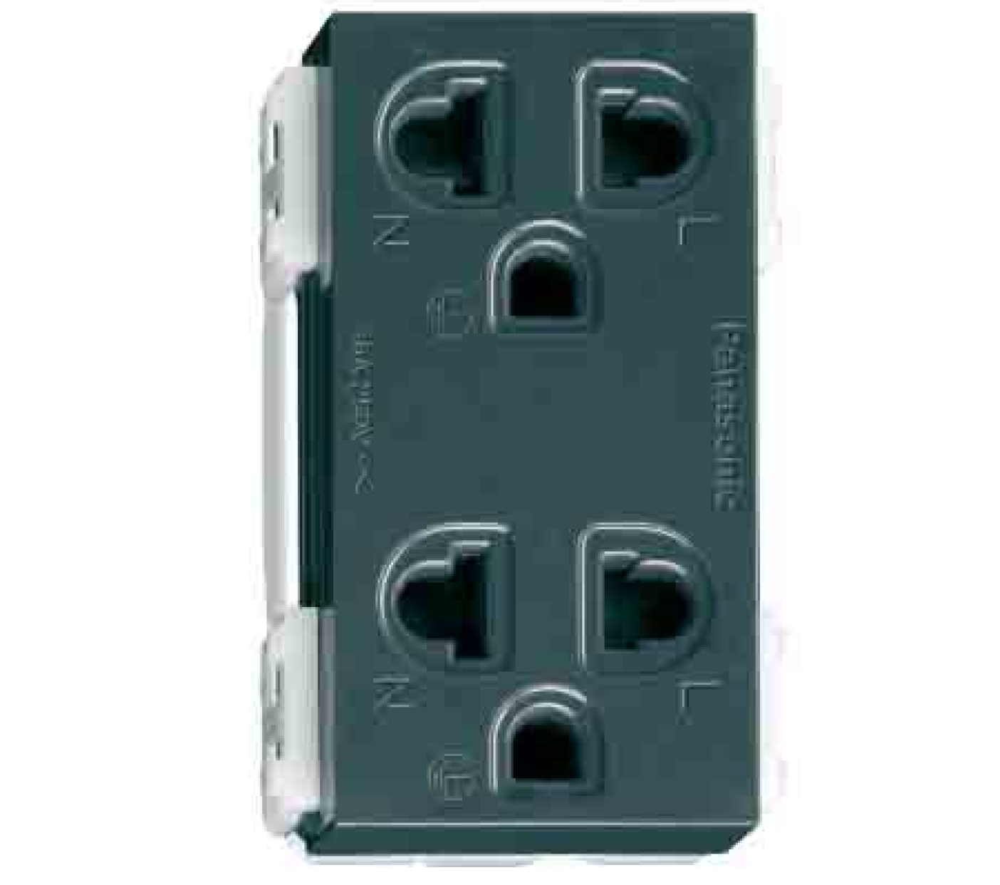  Hạt Ổ Cắm Đôi 3 Chấu 16A 250VAC Cắm Nhanh Màu Đen Wide