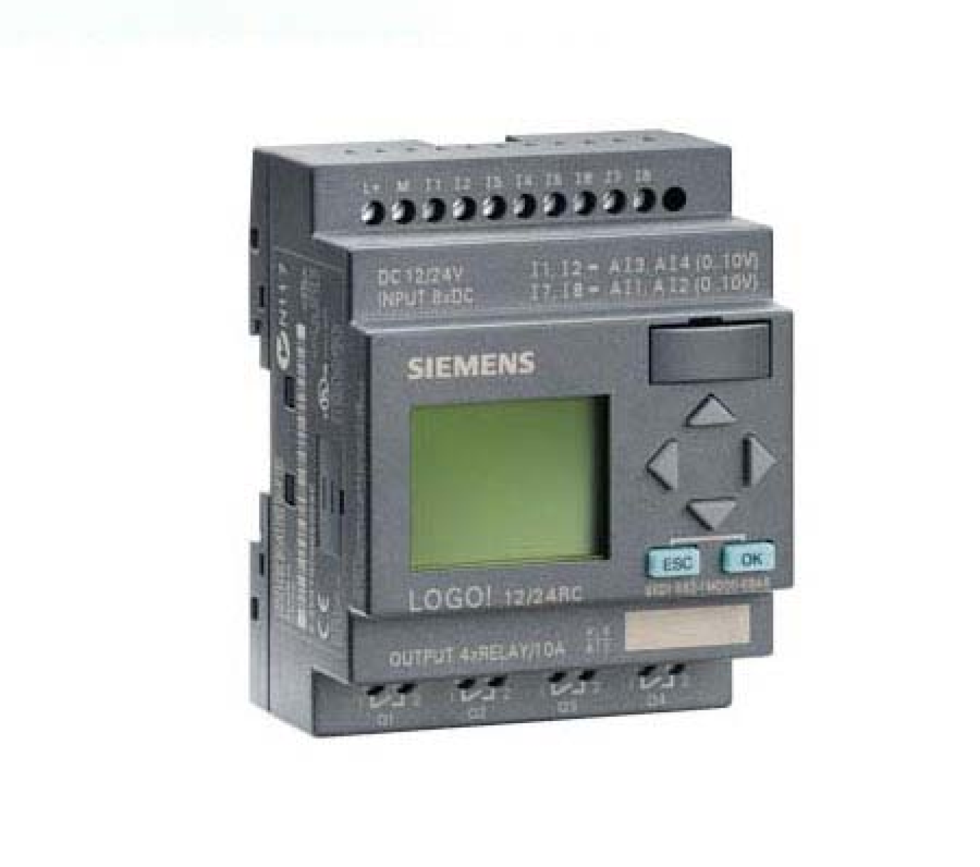 Bộ Điều Khiển Lập Trình LOGO! 12/24RC, logic module, displ. PS/I/O: 12/24 V DC/relay, 8 DI (4 AI)/4 DO