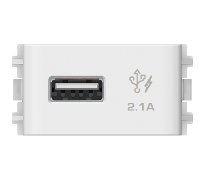 3031USB_WE - Hạt Ổ Cắm USB 1Port 2.1A Size S Màu Trắng