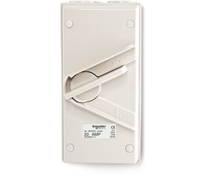  WHD20_GY_G19 - Ngắt Điện Phòng Thấm Nước 2P 20A 440V IP66