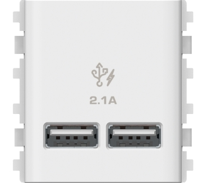  3032USB_WE - Hạt Ổ Cắm USB 2 Port 2.1A Màu Trắng