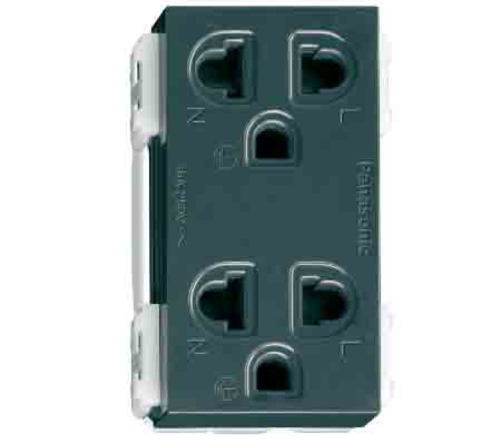  Hạt Ổ Cắm Đôi 3 Chấu 16A 250VAC Cắm Nhanh Màu Đen Wide