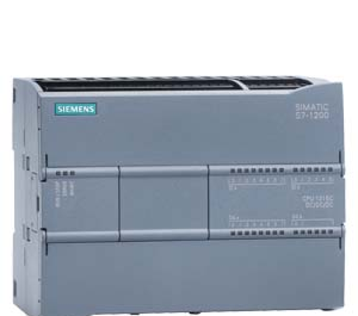 SIMATIC S7-1200, CPU 1215C, compact CPU, DC/DC/DC, 2 PROFINET ports, onboard I/O: 14 DI 24 V DC; 10 DO 24 V DC; 0.5 A; 2 AI 0-10 V DC, 2 AO 0-20 mA DC, power supply: DC 20.4-28.8 V DC, program/data memory 200 KB